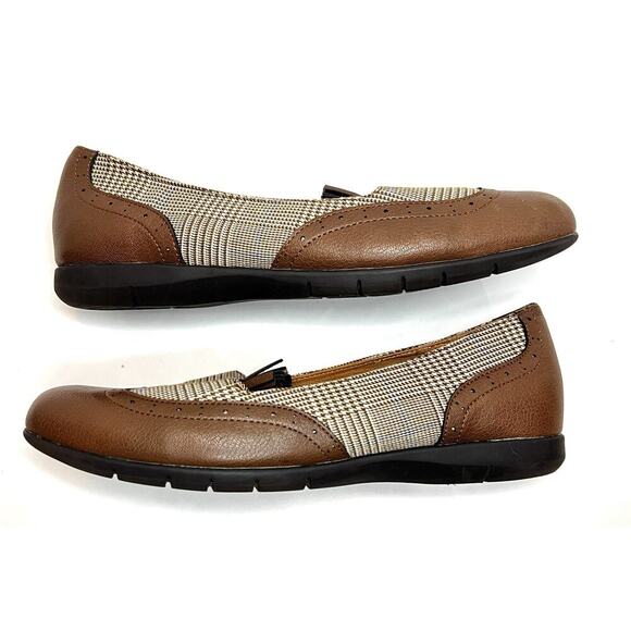 Comfortview Aster 44634 Brown Herringbone Tassel Flat Loafers Comfort 9.5W EUC - Picture 10 of 12